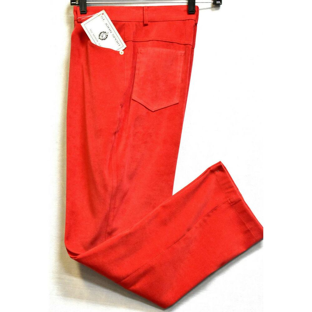 NWT ST. JOHN BY MARIE GRAY Sport Geranium Pockets Golden Logo Button Pants Sz 4
